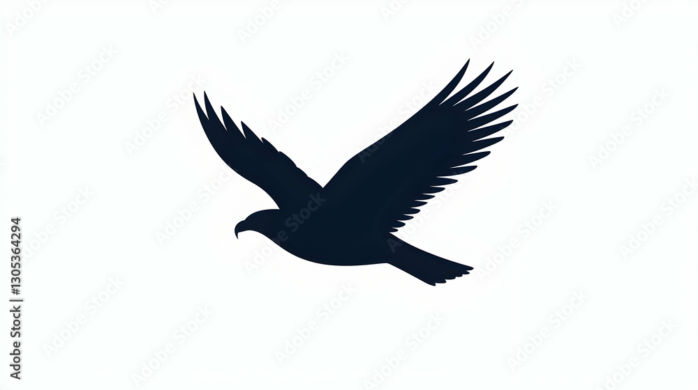 Obraz premium Silhouette of a Bird in Flight Against a Minimalistic Background