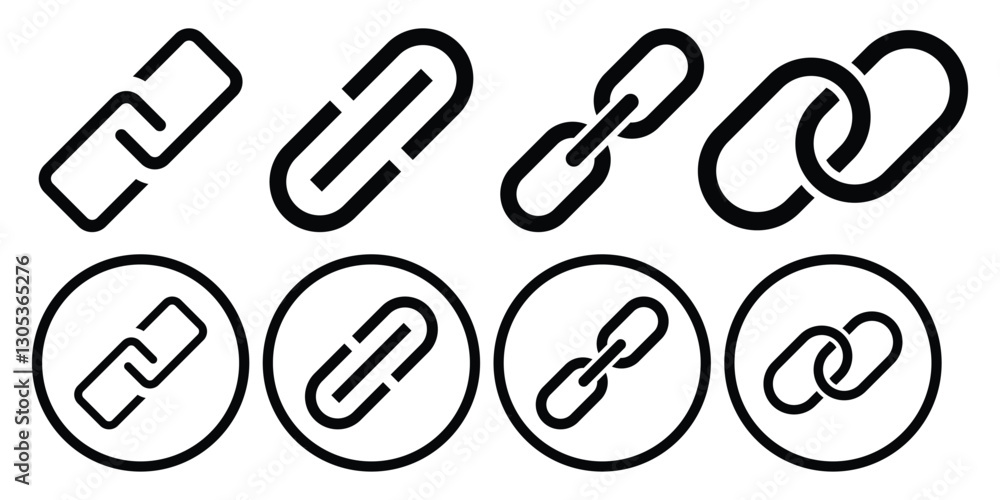 Link icon set. Hyperlink icon. Set web link icon black color isolated on white background. Link icon set. Hyperlink icon. Set web link icon black color isolated on white background.