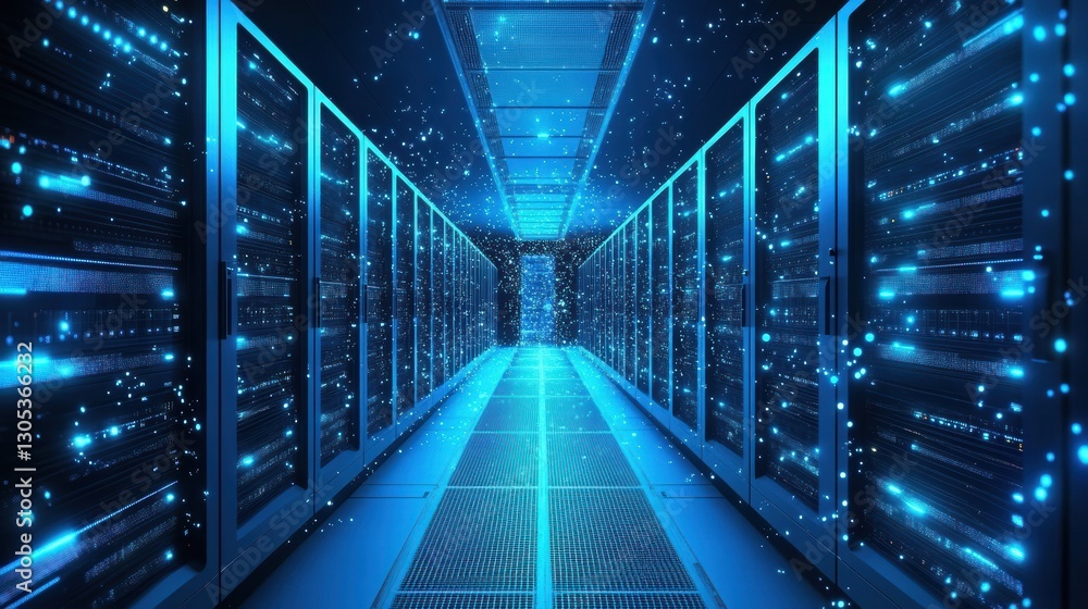 Obraz premium AI Deep Learning Supercomputer Running Algorithm in.jpeg
