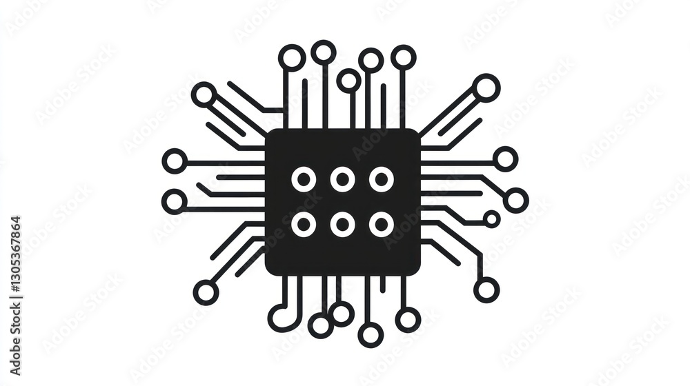 Obraz premium Abstract electronic circuit, technology icon, flat design, vector graphic, illustrative, digital components