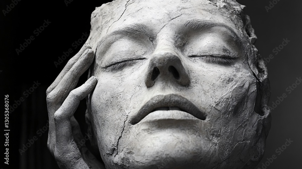 Graceful Sculpture of a Serene Woman with Closed Eyes and Soft Features Graceful Sculpture of a Serene Woman with Closed Eyes and Soft Features