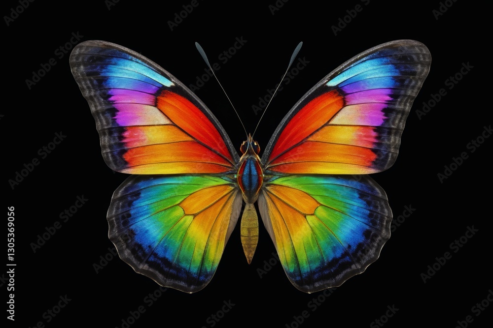 Fototapeta premium a close up of a colorful butterfly on a black background