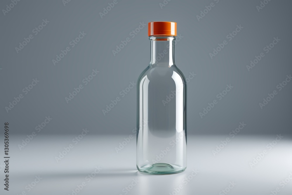 Fototapeta premium there is a glass bottle with a orange lid on a table