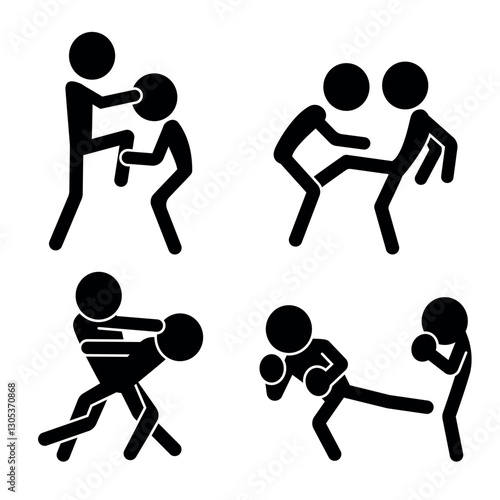 Stick figures martial arts. Techniques and strikes