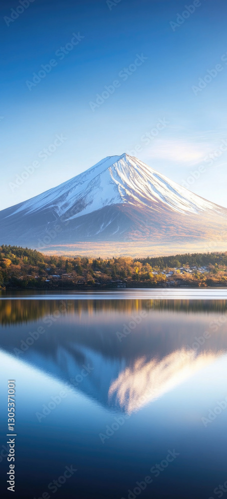 Majestic sunrise over snow-capped mountains reflected in tranquil lake Majestic sunrise over snow-capped mountains reflected in tranquil lake