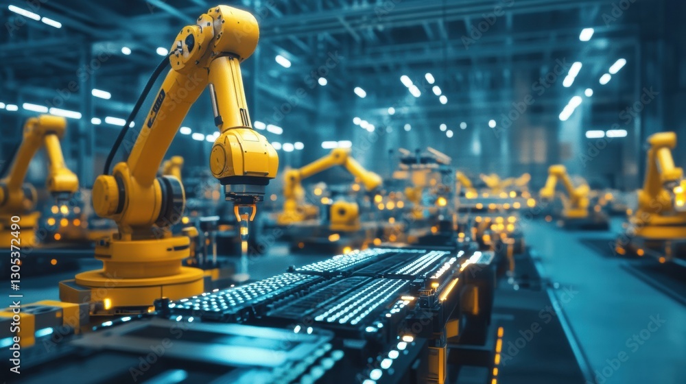 AI-controlled Futuristic Factory Automating Robotic AI-controlled Futuristic Factory Automating Robotic