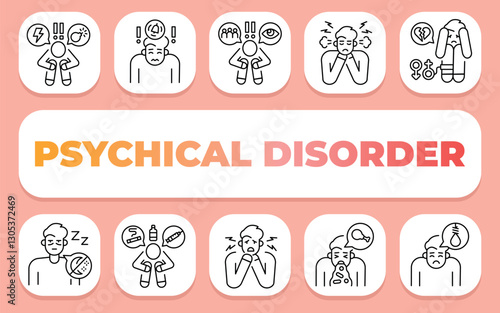 psychical disorder text concept. Shablon for presentation and Infographics.