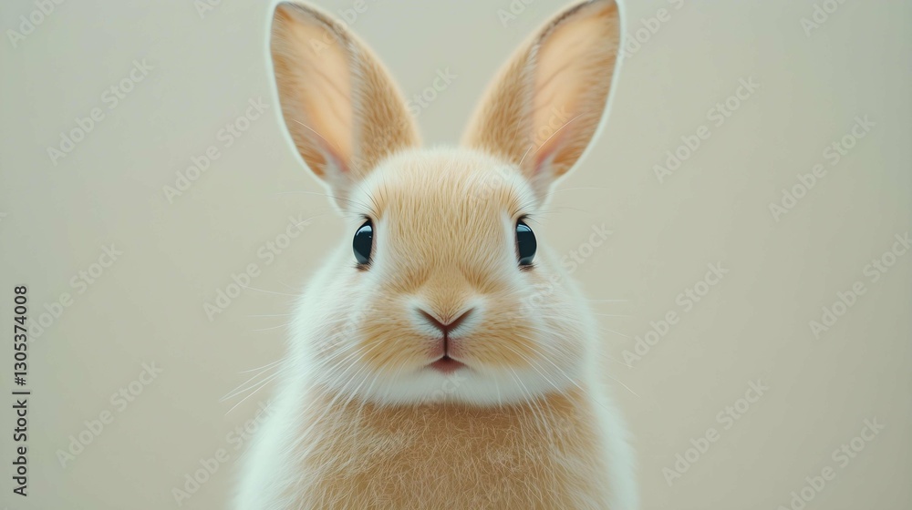 Obraz premium Adorable Bunny Portrait: Captivating gaze of a cute bunny, featuring expressive eyes and long ears. The soft, fluffy fur and innocent expression radiate warmth and charm.