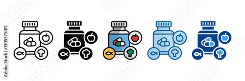 Multivitamin Icon Set Multiple Style Collection