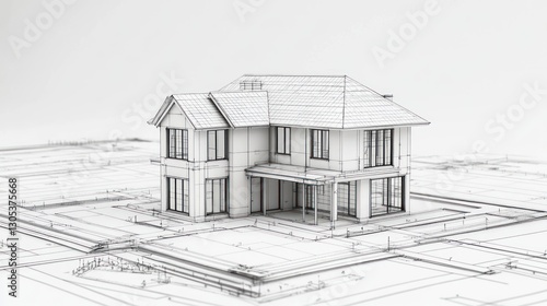 Architectural blueprint of modern house design photo