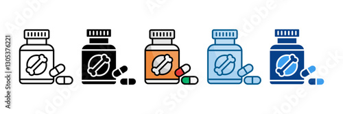 Calcium Tablets Icon Set Multiple Style Collection