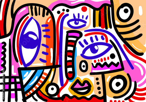 abstract face illustration in a contemporary cubism style. 