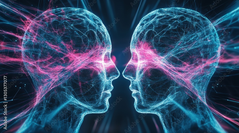 Fototapeta premium AI-Powered Digital Twin Mirroring Human Brain Activity