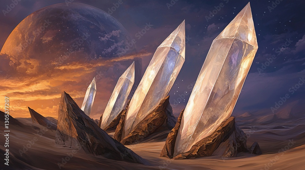 Obraz premium Crystal Pillars Desert Planet