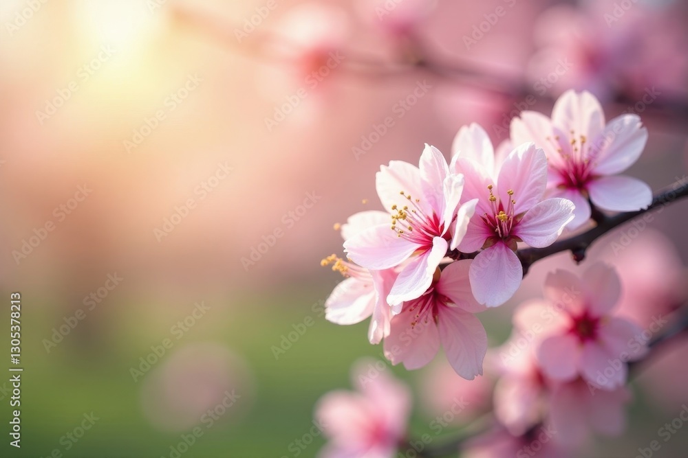 Blurred spring blossoms, sunlit bokeh, pastel hues , blossoms, modern, design Blurred spring blossoms, sunlit bokeh, pastel hues , blossoms, modern, design