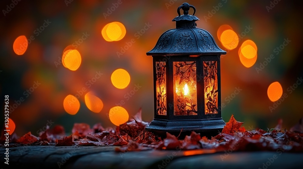 Autumn Lantern Lights on Fallen Leaves Autumn Lantern Lights on Fallen Leaves