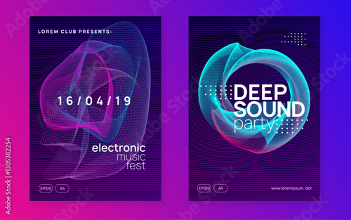 Edm Event. Sound Electro Element. Nightclub Audio Illustration. Festival Invite. Green Night Club Design. Techno Flyer. Blue Dance Magazine. Pink Edm Event