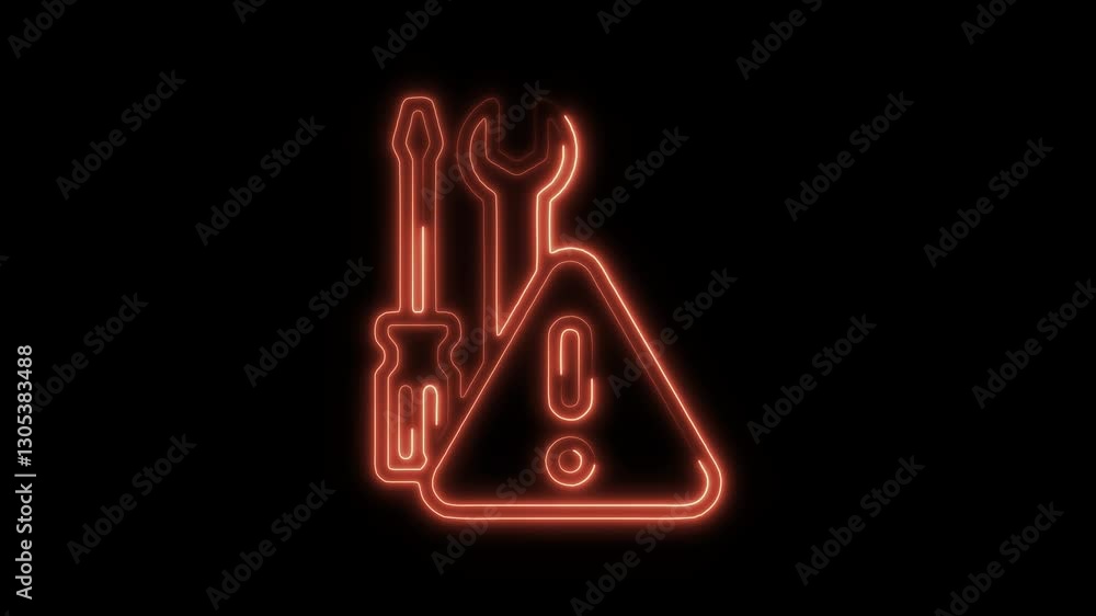 Glowing neon maintenance  icon isolated on black background. HD Video motion graphic animation icon