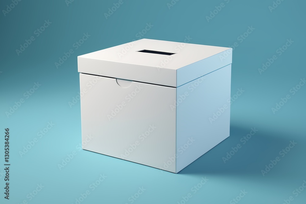 a close up of a white box with a lid on a blue background a close up of a white box with a lid on a blue background