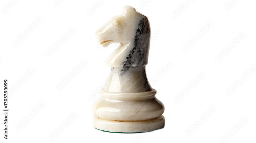 Elegant marble chess knight sculpture with intricate details on a white background showcasing craftsmanship and artistry in game pieces Elegant marble chess knight sculpture with intricate details on a white background showcasing craftsmanship and artistry in game pieces