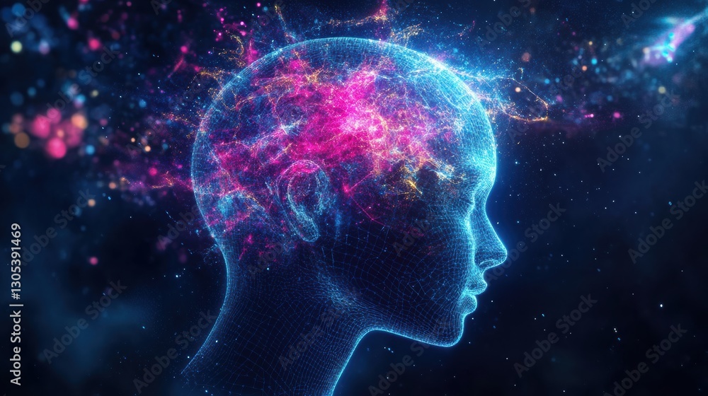 Holographic AI Mind Floating in Deep Space. Holographic AI Mind Floating in Deep Space.