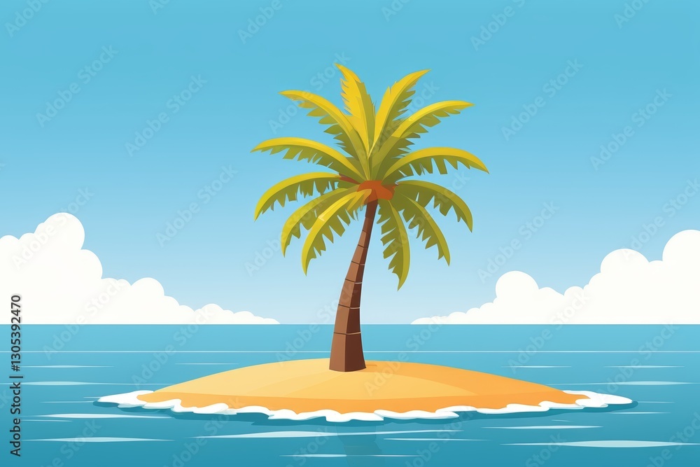 Obraz premium there is a palm tree on an island in the ocean