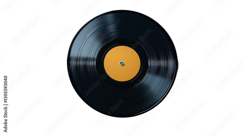 Fototapeta premium vinyl record with yellow label isolated on white background , transparent png