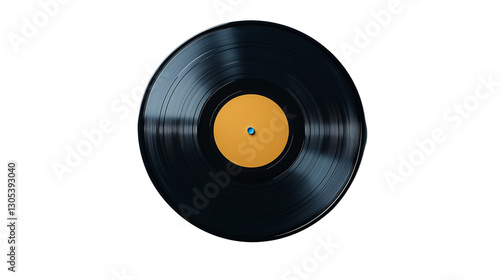 vinyl record with yellow label isolated on white background , transparent png  photo