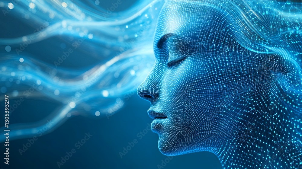 Acupuncture Energy Meridians Banner - featuring a flowing blue vortex energy background with a half acupuncture dummy in blue, displaying meridians and space for text Acupuncture Energy Meridians Banner - featuring a flowing blue vortex energy background with a half acupuncture dummy in blue, displaying meridians and space for text