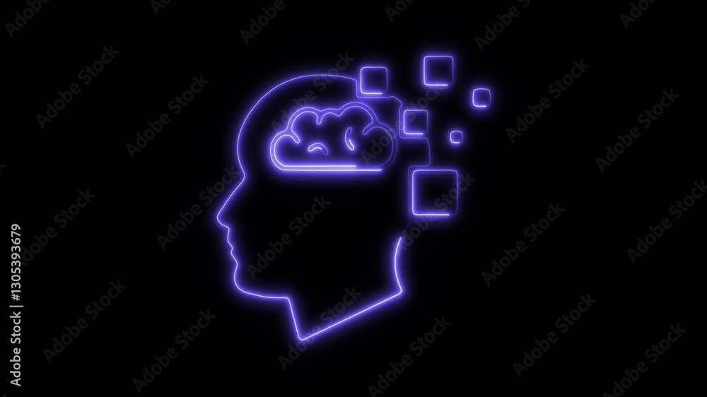Glowing neon memories icon isolated on black background. HD Video motion graphic animation icon Glowing neon memories icon isolated on black background. HD Video motion graphic animation icon