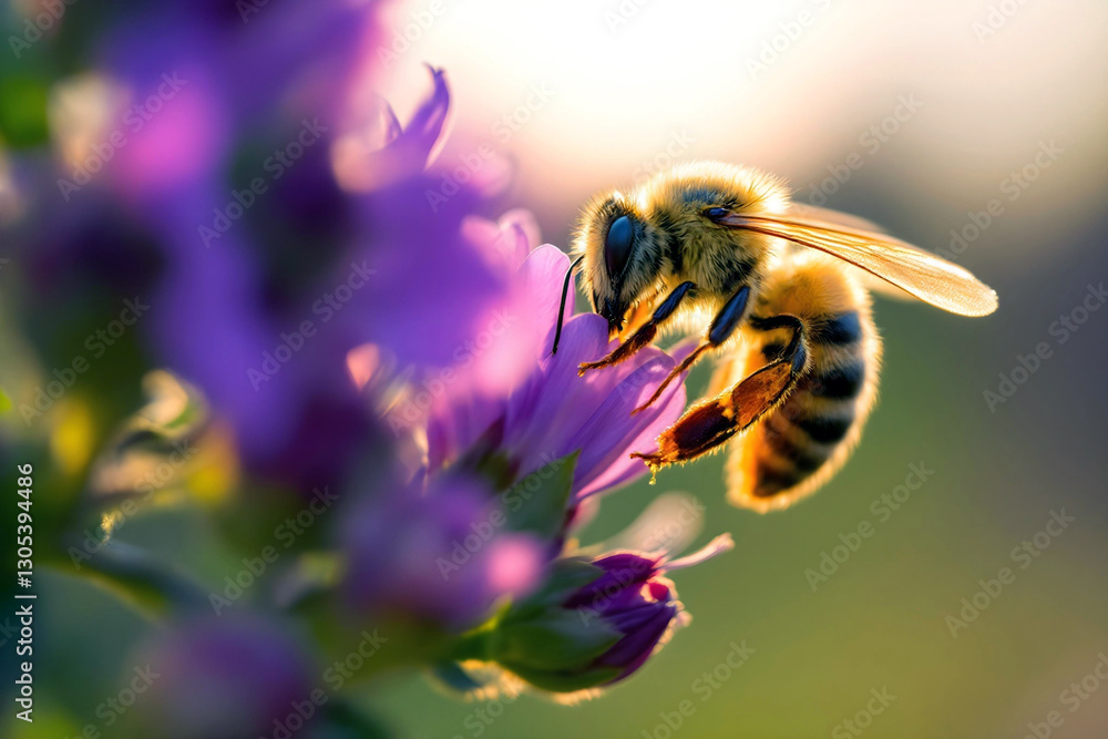 Macro Pollination – Bee Collecting Nectar from a Flower Macro Pollination – Bee Collecting Nectar from a Flower