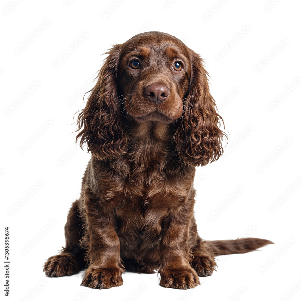 Adorable Cocker Spaniel with silky fur and expressive eyes isolated on white Perfect for pet lovers and animal themes Adorable Cocker Spaniel with silky fur and expressive eyes isolated on white Perfect for pet lovers and animal themes