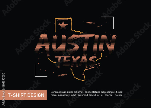 Austin texas t shirt design with editable text effect