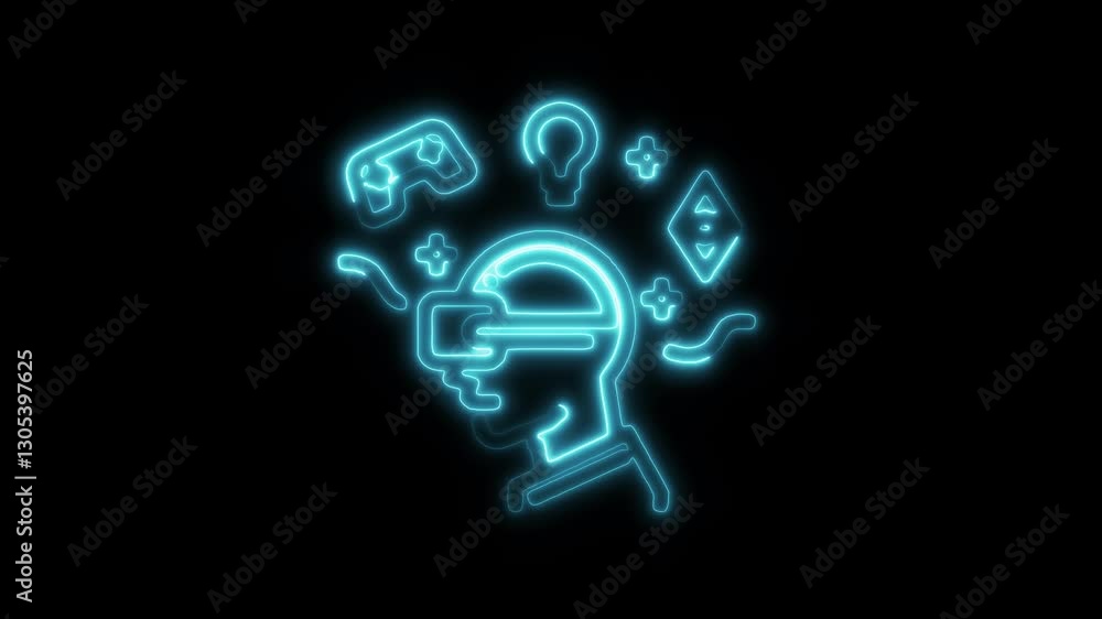 Glowing neon metaverse icon isolated on black background. HD Video motion graphic animation icon Glowing neon metaverse icon isolated on black background. HD Video motion graphic animation icon