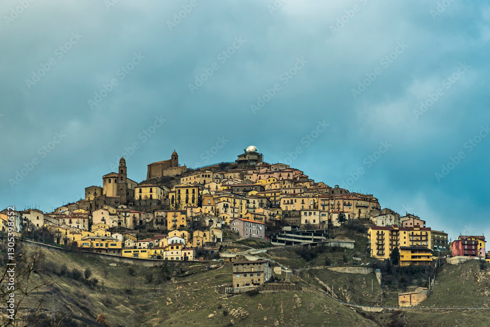views of Anzi village during an autumnal day, Potenza, Basilicata, Italy views of Anzi village during an autumnal day, Potenza, Basilicata, Italy