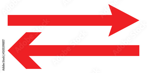 Red long arrow icon isolated on white background. Long arrow vector, icon. Red horizontal arrow. Straight long arrow vector icon.