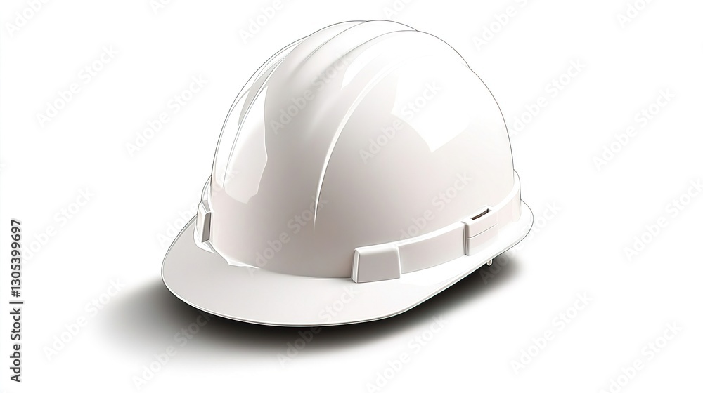White Hard Hat for Construction Use with Sharp Shadows and Solid Background White Hard Hat for Construction Use with Sharp Shadows and Solid Background