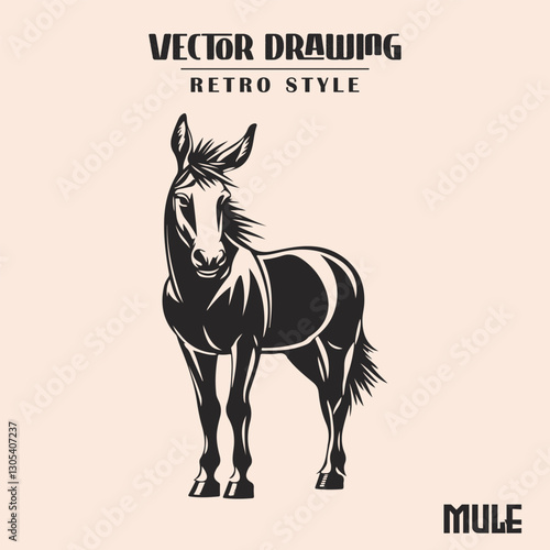 Mule Retro Style Illustration High Resolution Stock Vector