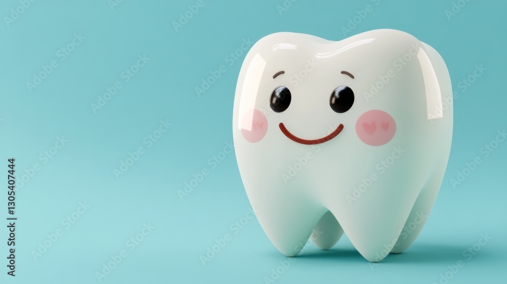Cute cartoon tooth on a light teal background (1) Cute cartoon tooth on a light teal background (1)