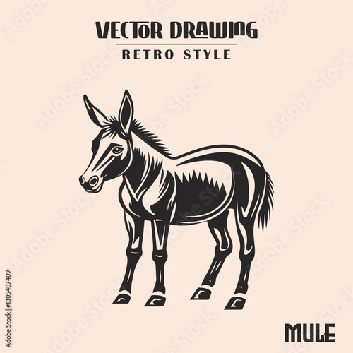Mule Retro Style Illustration High Resolution Stock Vector