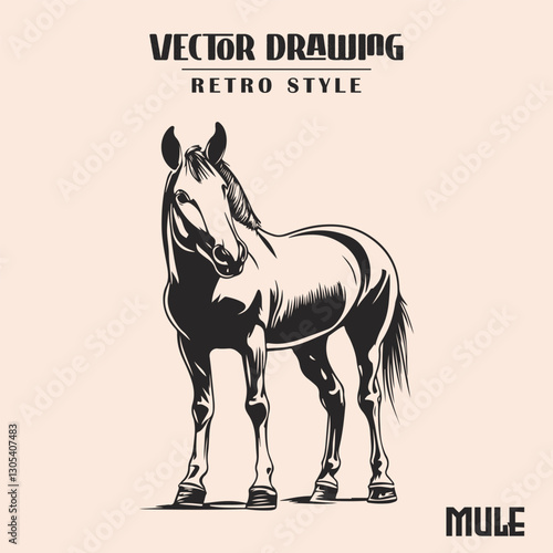Mule Retro Style Illustration High Resolution Stock Vector