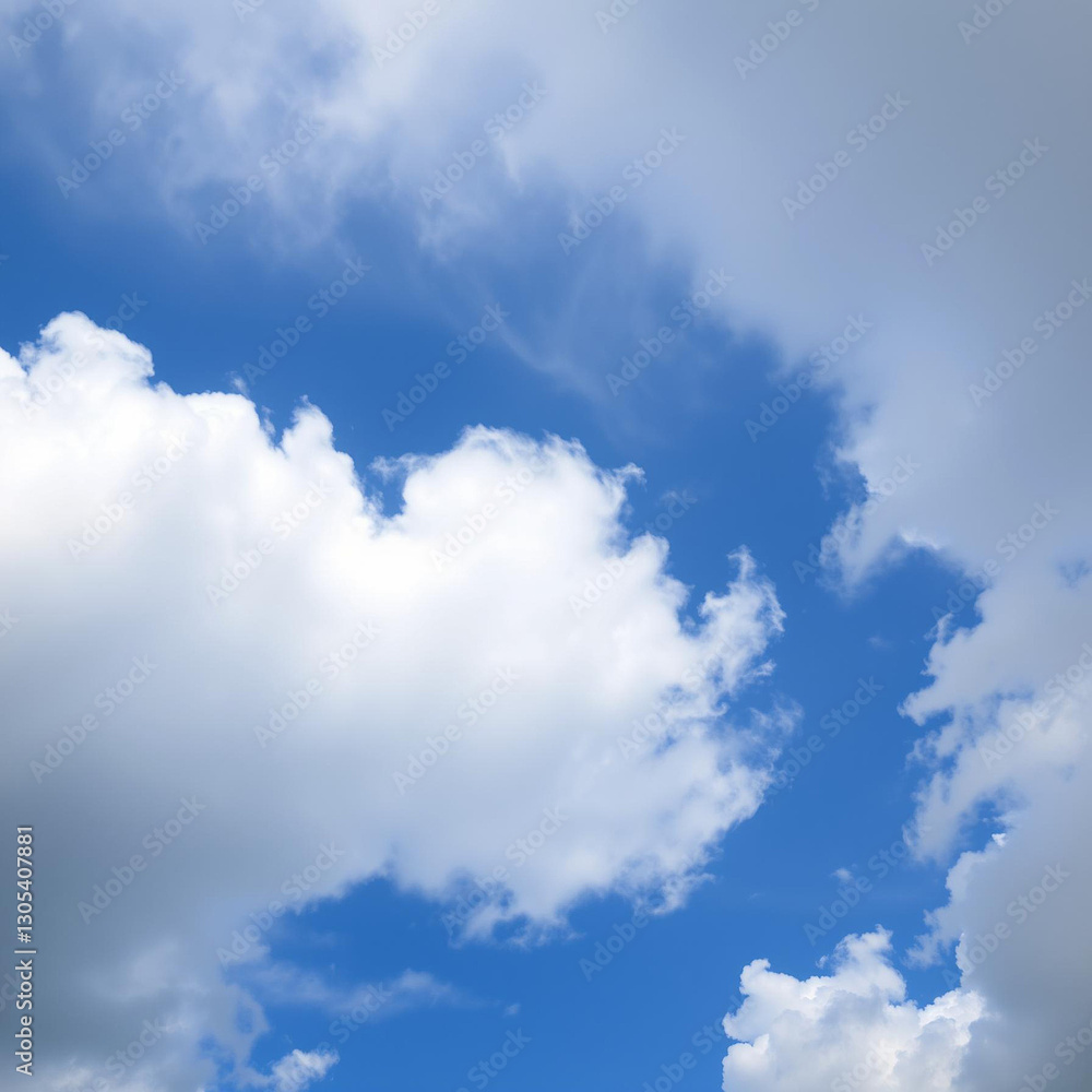 Obraz premium Serene Blue Sky with Fluffy CloudsBlue Sky with White Clouds