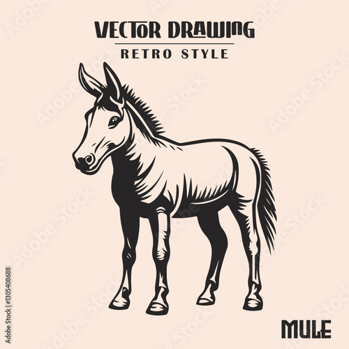 Mule Retro Style Illustration High Resolution Stock Vector