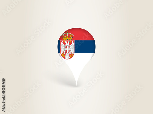 Pin Icon with Serbia National Flag.