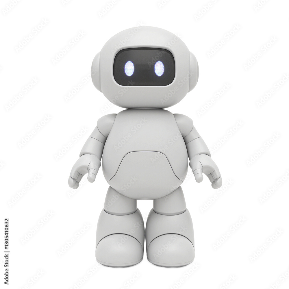 A cute futuristic robot with glowing eyes on a white background perfect for tech concepts and innovation themes A cute futuristic robot with glowing eyes on a white background perfect for tech concepts and innovation themes
