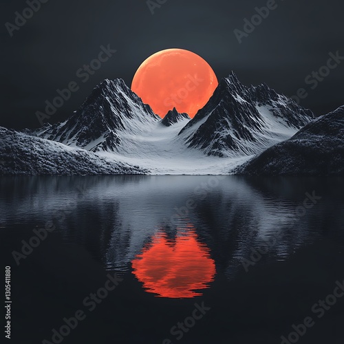 Snowy mountains surrounded by symmetry