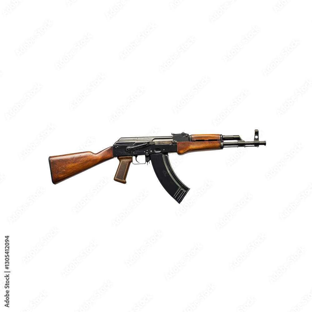 This rifle features a classic wooden stock and black metal parts, showcasing its detailed craftsmanship. The image highlights the design elements distinctly against a transparent backdrop. This rifle features a classic wooden stock and black metal parts, showcasing its detailed craftsmanship. The image highlights the design elements distinctly against a transparent backdrop.