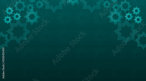 Floral background banner design | Multiple shape geometric elegant greeting background with star shape for presentation, futuristic, flyer, texture, decoration with teal colour