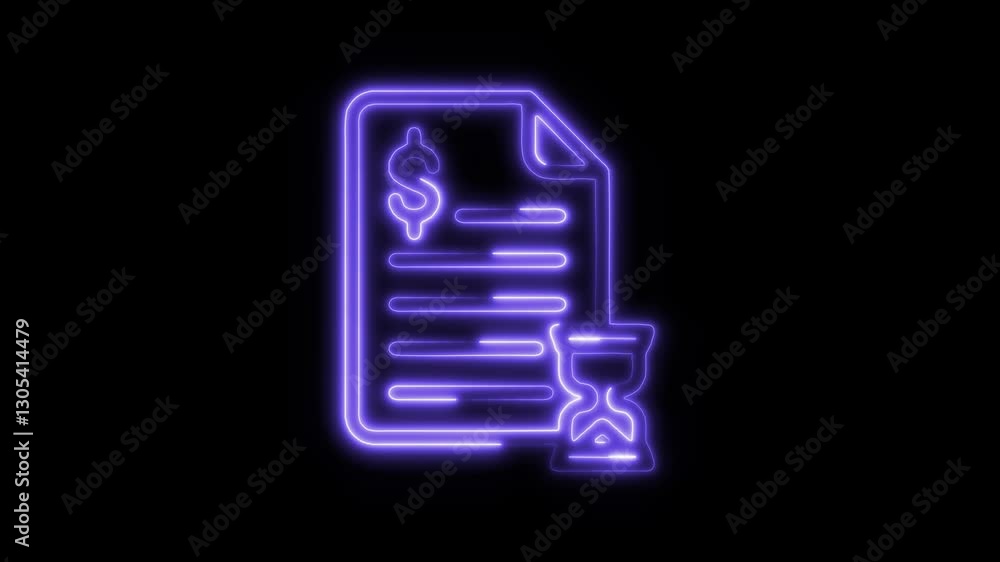 Glowing neon order history icon isolated on black background. HD Video motion graphic animation icon Glowing neon order history icon isolated on black background. HD Video motion graphic animation icon
