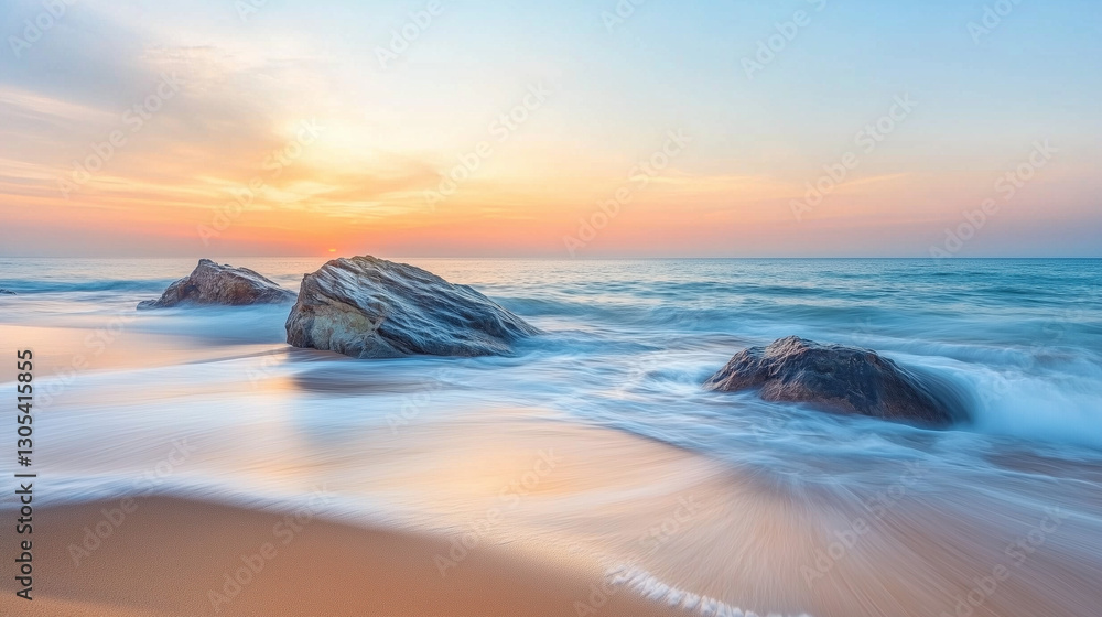 Obraz premium Breathtaking view of powerful waves crash against the rocky shoreline
